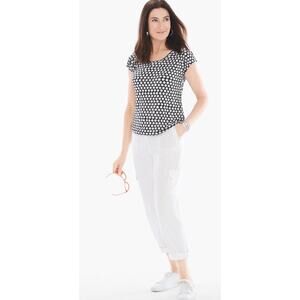 Chico’s Lovely Dots Tee‎ Black White 0 Small